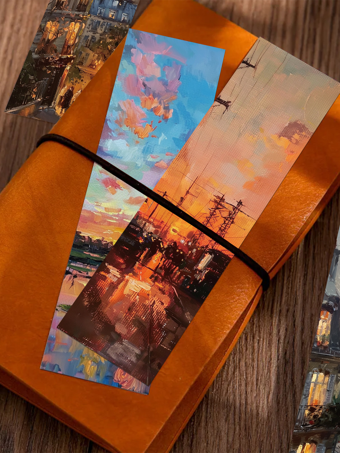 30pcs Oil painting Landscape Bookmarks Reading pages Book marks Student stationery paper card page decoration bookmarks