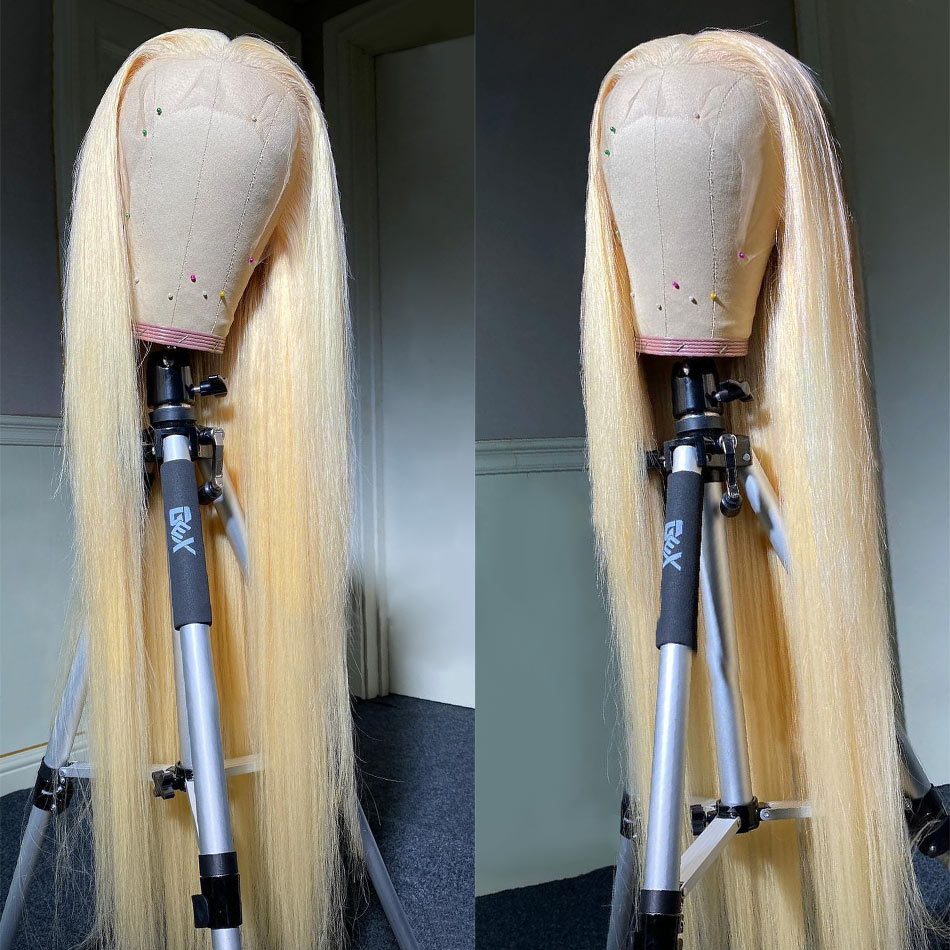 Pelucas de cabello humano Frontal de encaje Rubio 13x6 HD transparente 613 pelucas de cabello humano Frontal de encaje recto brasileño se pueden teñir en cualquier Color