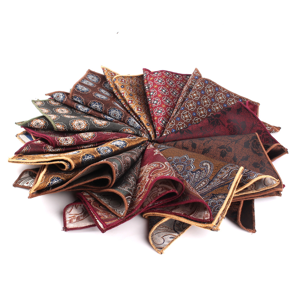 Tecido Pocket Square Hanky Hankies para Homens e Mulheres, Toalha Peito, Paisley, Terno De Casamento, Lenço, Presentes