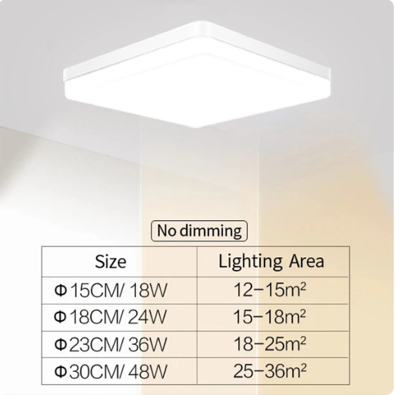 สแควร์โคมไฟเพดาน LED ห้องนอน 48W 36W 24W 18W LED โคมไฟเพดานห้องครัวตกแต่งบ้านโมเดิร์นในร่มโคมไฟ