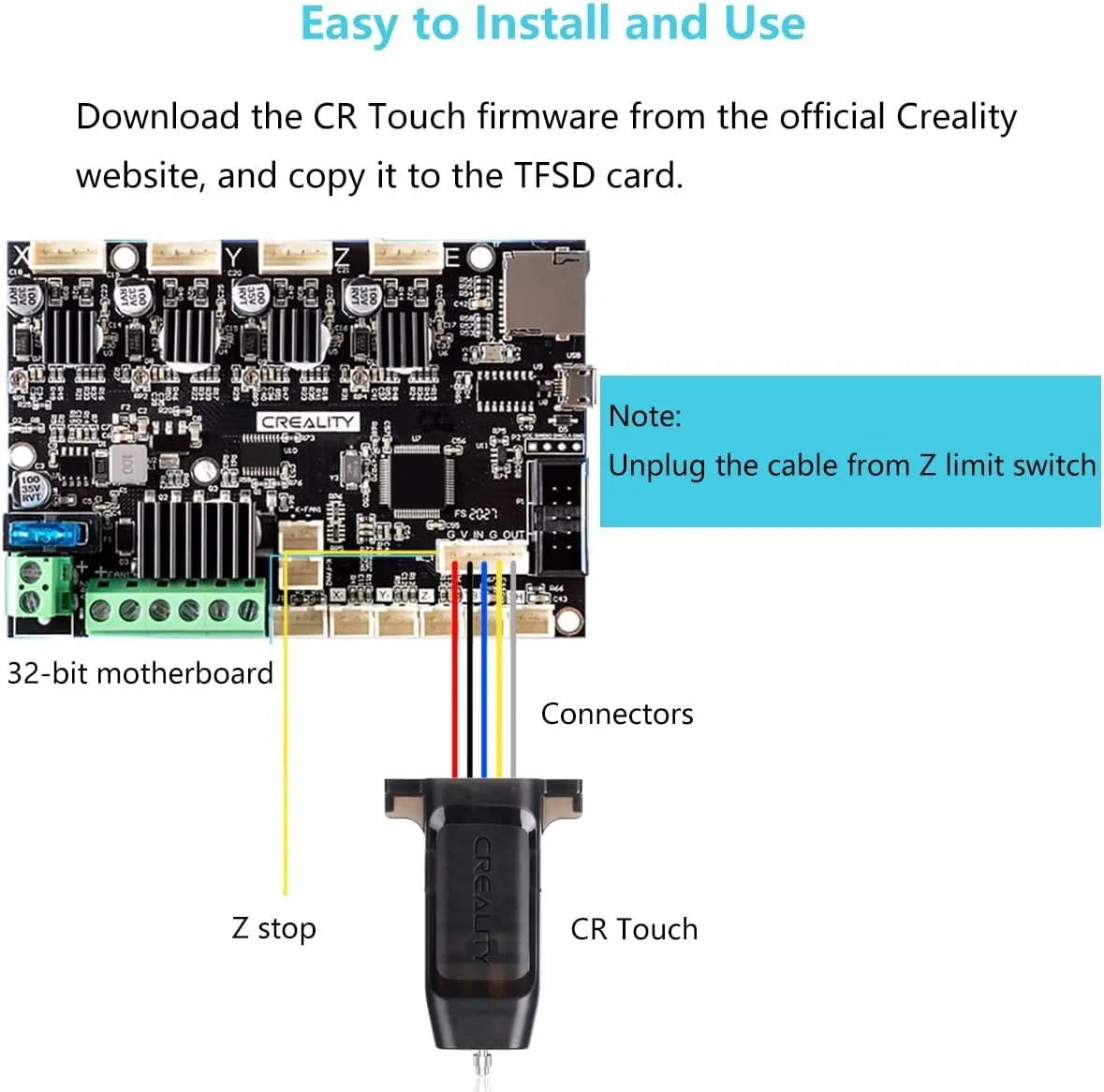 CREALITY CR Touch Auto Leveling Kit 3D-Druckerbett Auto Leveling Sensor Kit für Ender 3/ Ender-3 Pro /Ender-3 V2/ Ender 5/CR-10