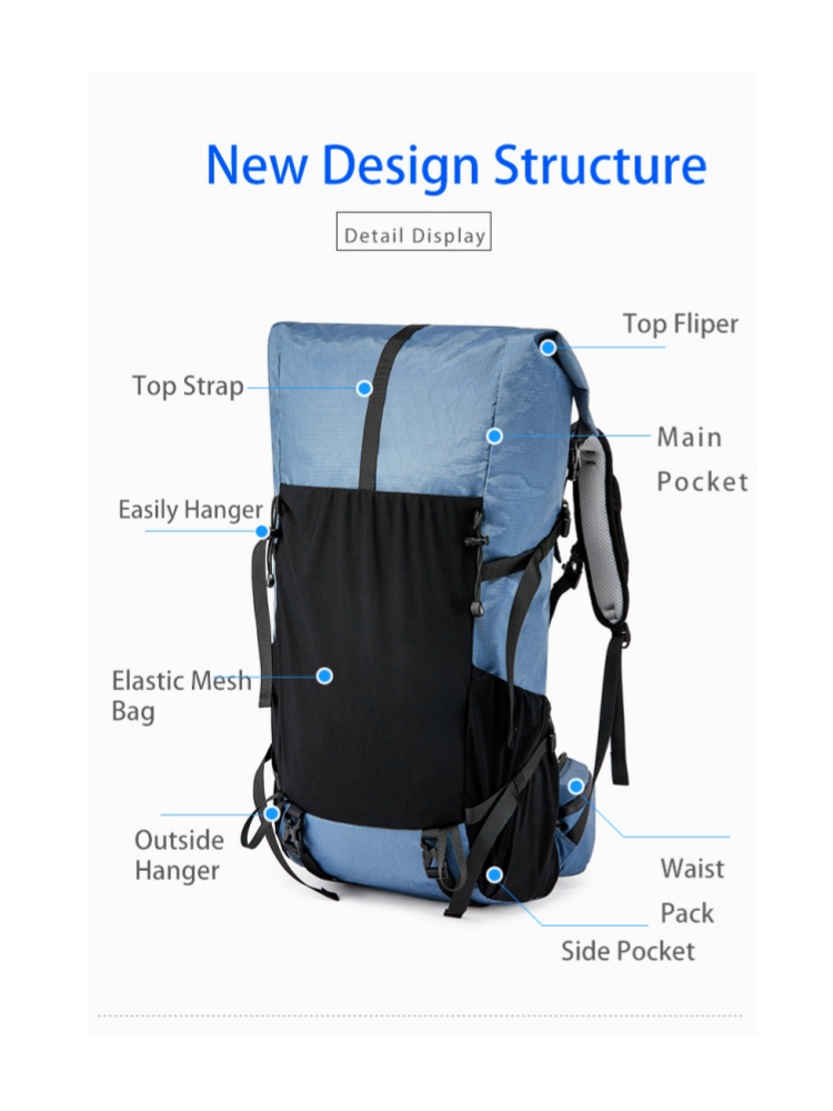 40l caminhadas ao ar livre acampamento mochila grande capacidade resistente à água portátil daypack multi-função saco escalada suprimentos de viagem