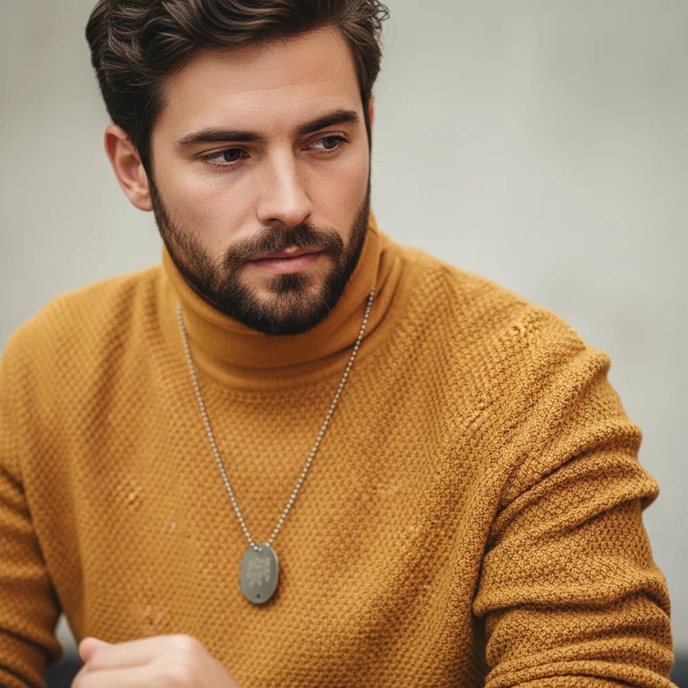 Maden New Vintage Half – Rollkragen-Strickpullover, gelber Basisschicht-Pullover, warme Innenbekleidung für Herren-Herbst- und Winteroberteile