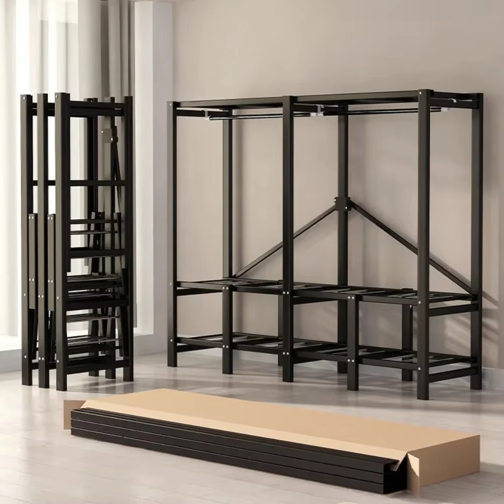 Simple Closets Installation-Free Foldable Wardrobe Open Space Saving Clothing Storage Cabinets Bedroom Simple Wardrobe Organizer