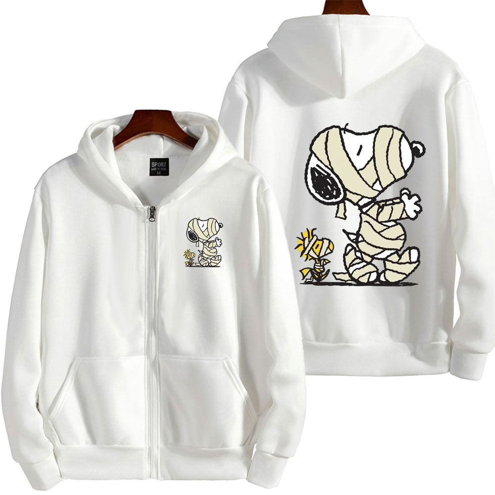 Snoopy herido dibujos animados Anime hombres cremallera Sudadera con capucha primavera otoño moda mujer sudadera 2024 nuevo estilo coreano pareja chaqueta abrigo