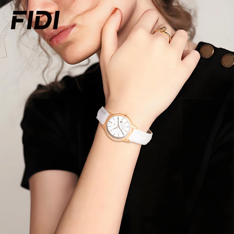 Fidi-男性と女性のための高級クォーツ時計,革,防水,スポーツ,デート,カップル,愛,シンプル,ファッション