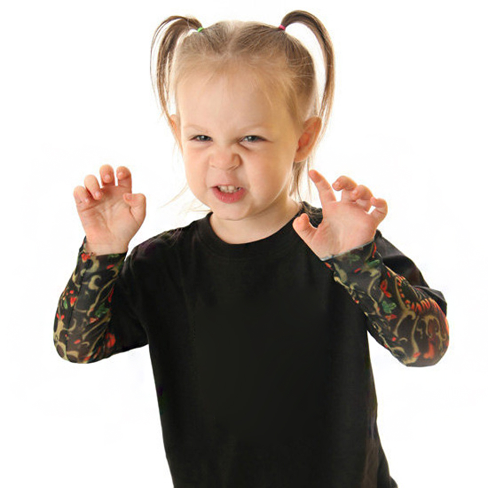 子供用タトゥースリーブ,UVアームカバー,漫画プリント,日焼け止め,通気性,夏用,1個