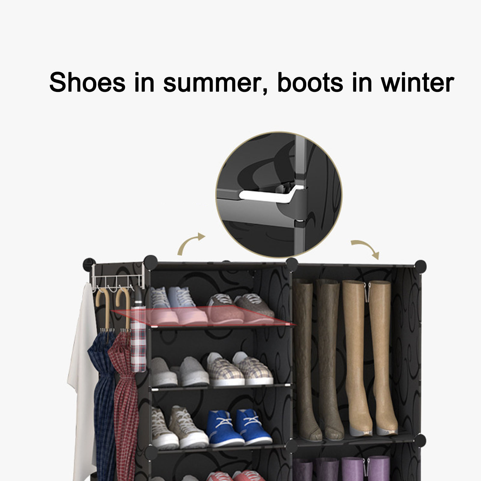Vertical Shoe Rack Organizer Multifunction Strong Load Bearing Stylish Large Capacity Space Saving Tall Shoe Rack for Entryway