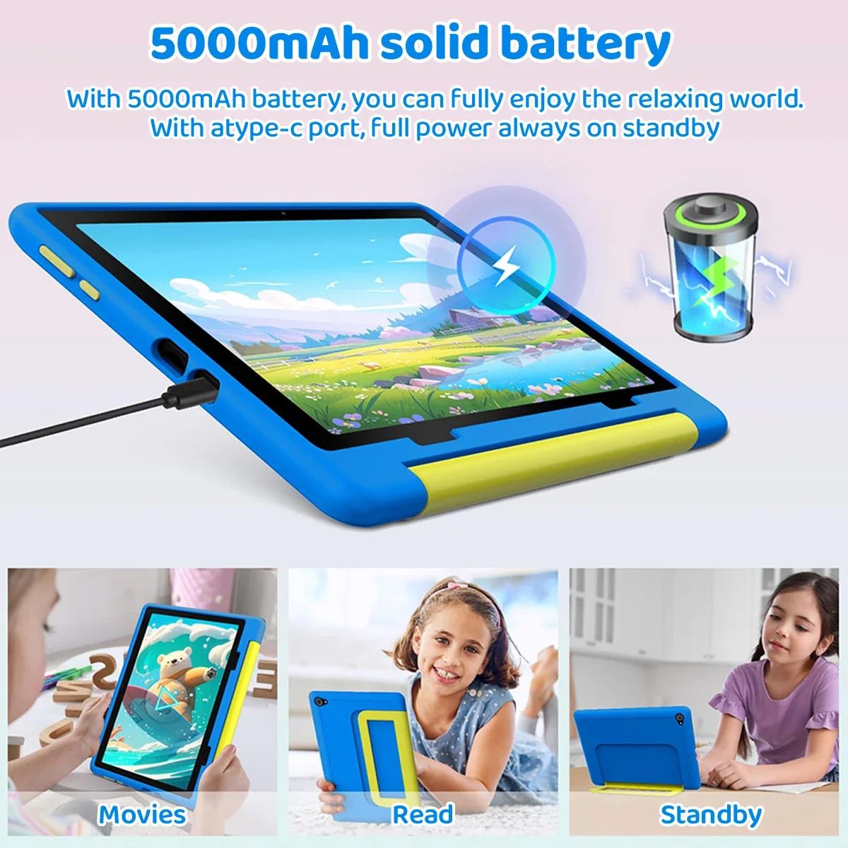 Uero 10 "padrão dos desenhos animados crianças tablet android octa-core 20gb (3 +17) ram 64gb rom aprendizagem educação jogos comprimidos presentes das crianças