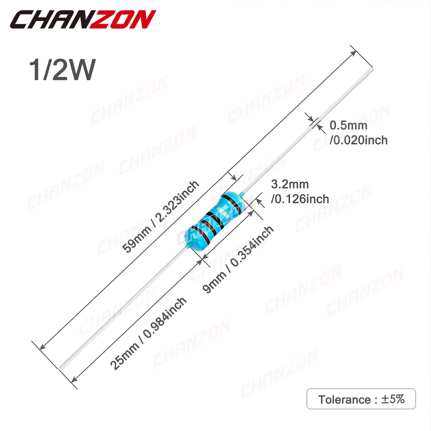 100 Uds 1/2W 1% resistencias de película metálica 1ohm - 1M ohm 1/2 vatios 0,5 W resistencia fija MF de alta precisión 1K 10K 47K 100K 4R7 2K2 2R2