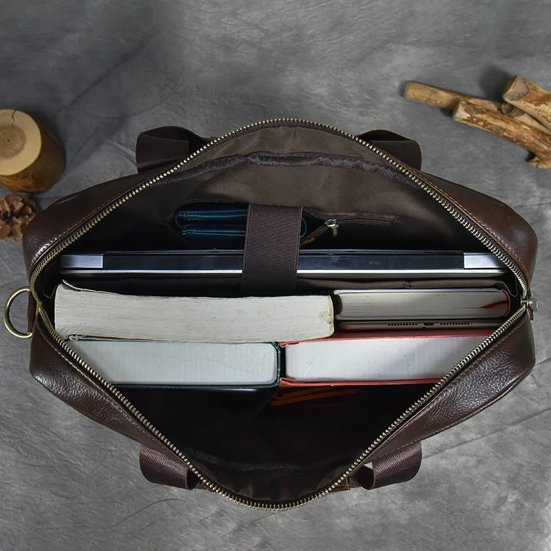 กระเป๋าใส่แล็ปท็อปหนังแท้14นิ้วแบรนด์หรูผู้ชายหนังกระเป๋าเอกสารสำหรับผู้ชายทำงานพร้อมสายกระเป๋าเอกสารผู้ชาย