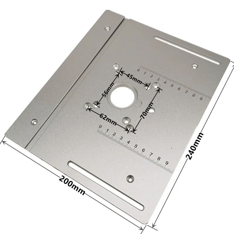 Plaque d'insertion de table de toupie en aluminium avec jauge à onglets, bancs de travail de calcul, scie à table, tondeuse multifonctionnelle, machine à graver