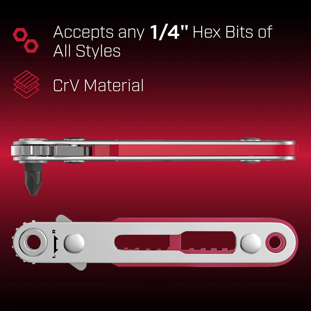 Mini Multi-function Two-way Ratchet Flat Head Elbow Flat Screwdriver Ratchet Wrench Cross-shaped Hexagonal Screwdriver Head Tool