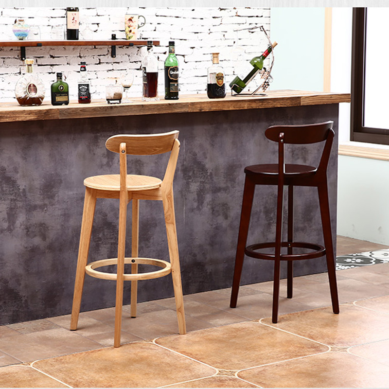 Chaise de Bar Nordique en Bois Massif, Tabouret de Réception Moderne et Simple, à Dossier Haut, Meuble de Salon de Luxe à la Mode