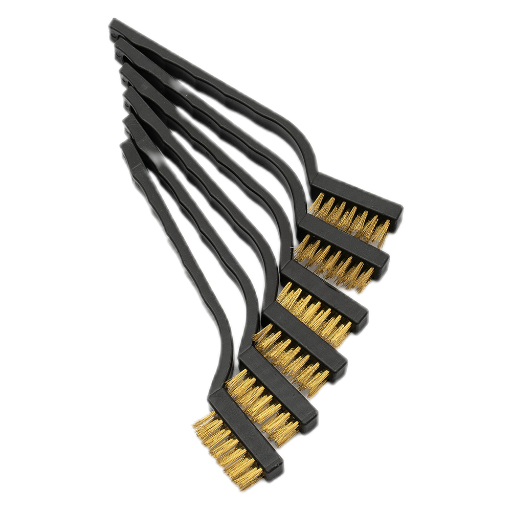 6 ชิ้นทําความสะอาดอุตสาหกรรมทองแดงแปรงลวดทองเหลืองชุดแปรงลวดสําหรับทําความสะอาดเชื่อมตะกรันและสนิมแปรงทําความสะอาดมือเครื่องมือ