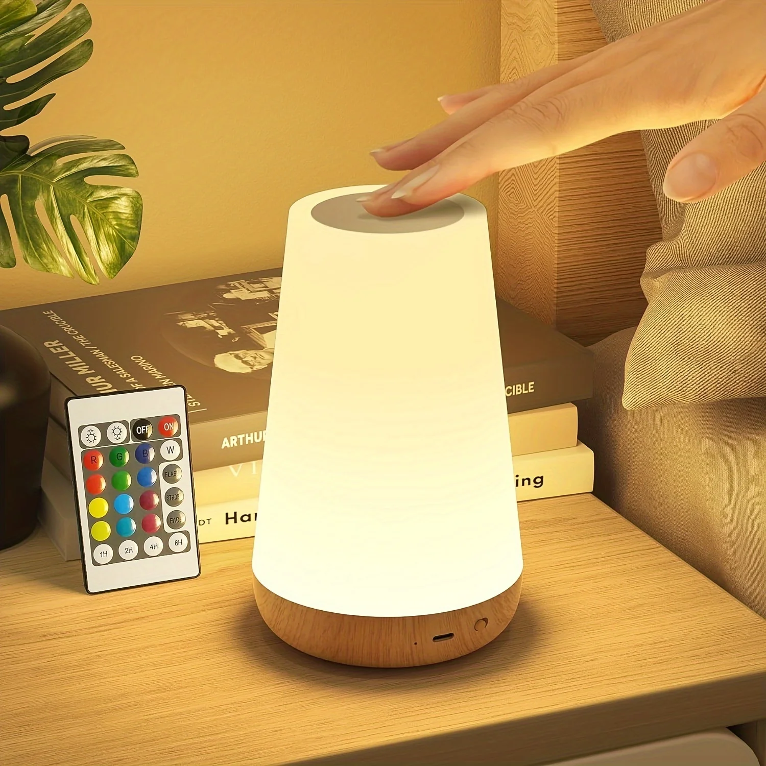 Led 13 mudança de cor luz noturna controle remoto toque usb recarregável rgb noite lâmpada regulável portátil mesa lâmpada cabeceira