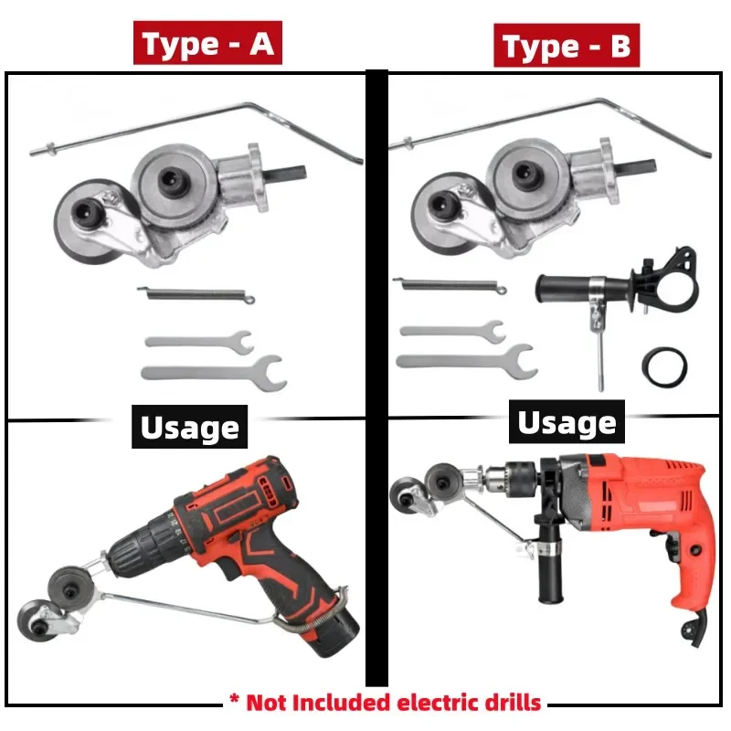 Electric Drill Refitting Plate Shears Effortlessly Cut Through Stainless Steel,Aluminum & Iron Sheet with This Cutter Attachment