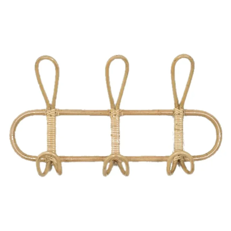 หวาย Wall Hooks เด็กเสื้อผ้า Organizer Rack เสื้อผ้าหมวกตะขอแขวนห้องนอนตู้เสื้อผ้าเด็กตกแต่งห้องจัดเก็บ