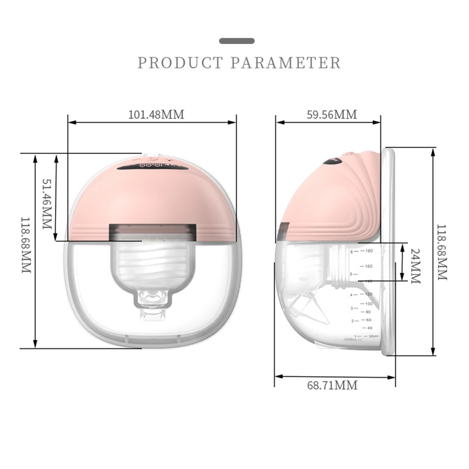 Portable Electric Breast Pump Wearable for Breastfeeding Hands Free 3 Modes 12 Suction Low Noise with 24mm Silicone