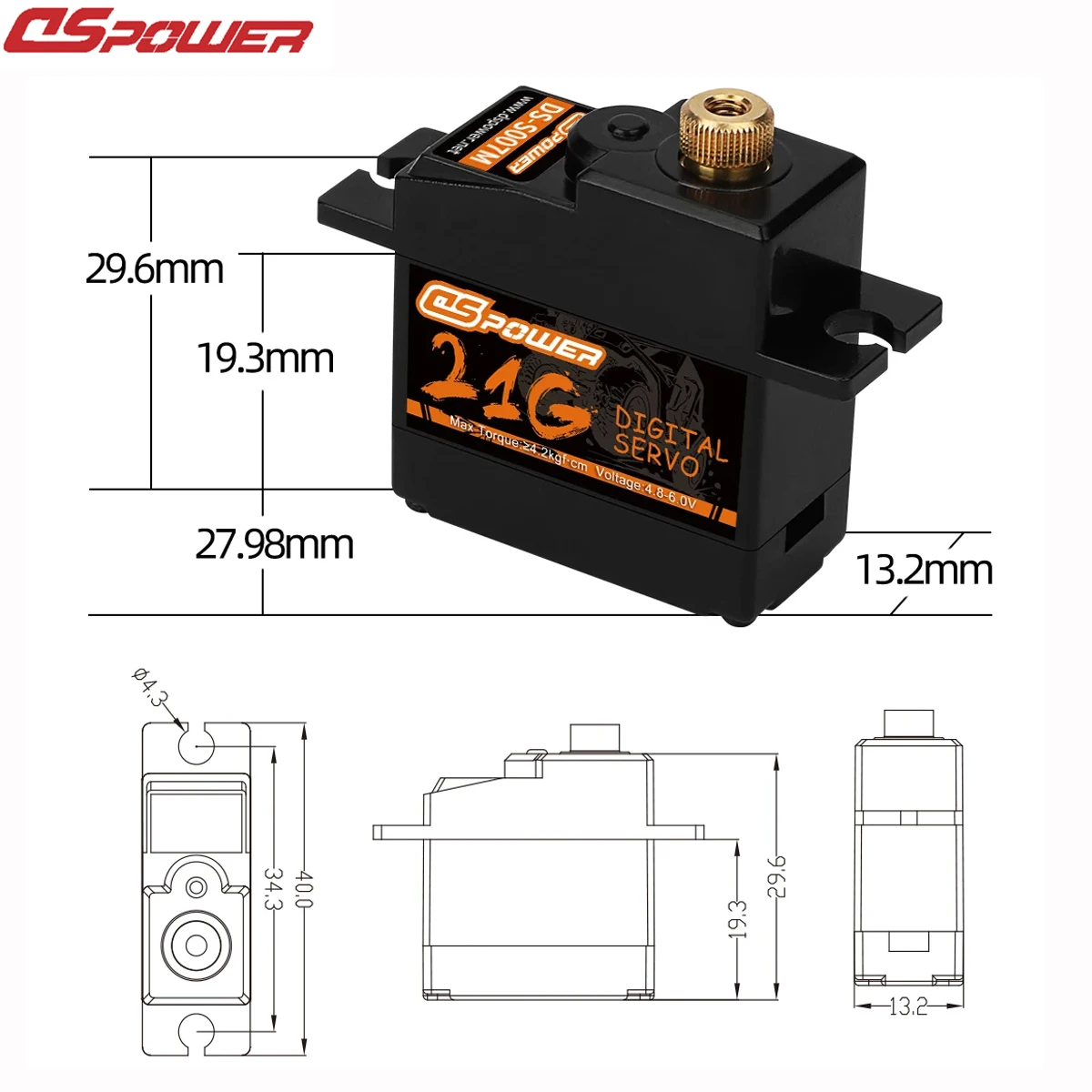 DSpower 21g Micro Digital Servo Metal Gear Mini Servos 4.2KG 17g Serwo do 1:14 1:18 1:16 Rc Car Mjx Hyper Boat Roat Akcesoria