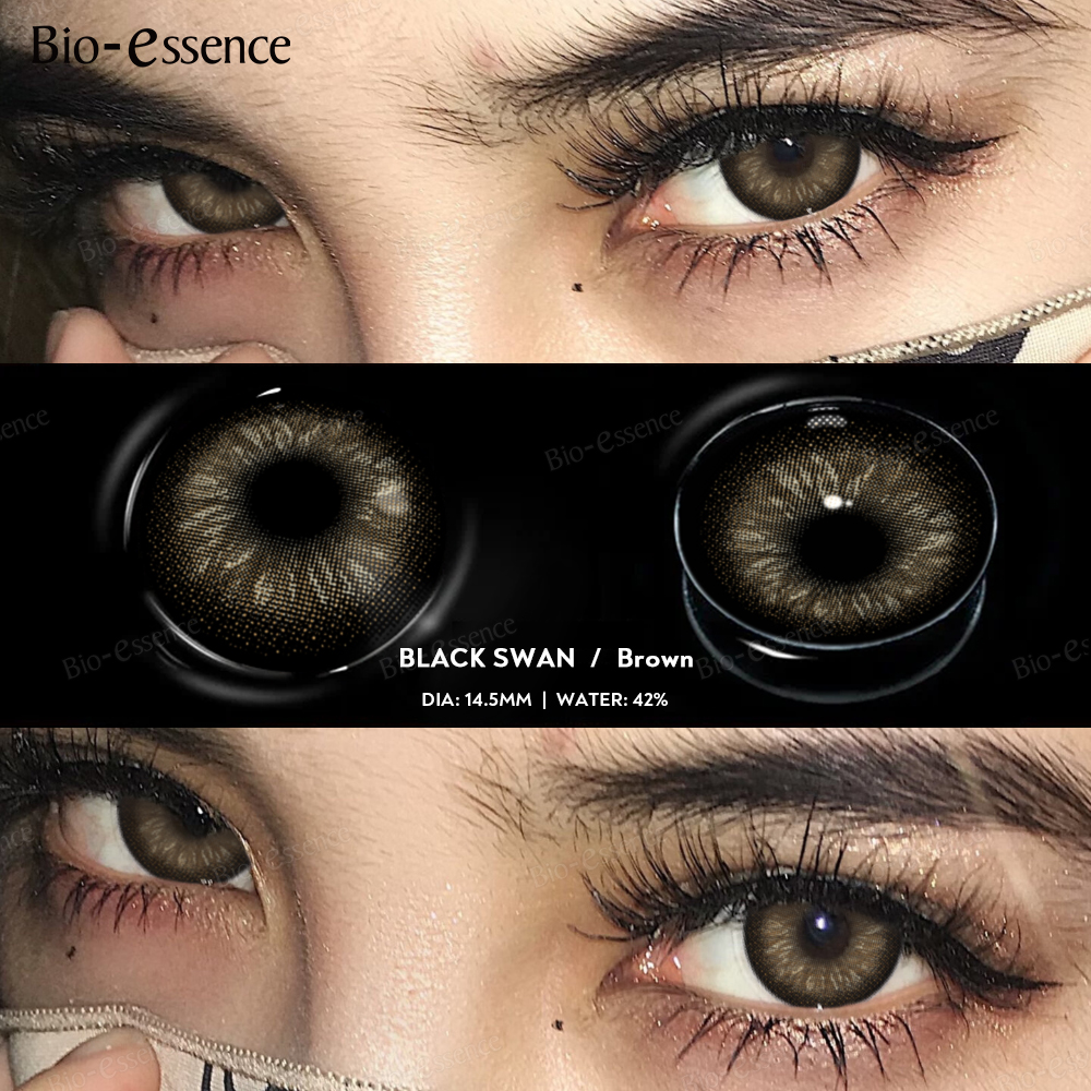 Bio-essencia 0 ~-6,00 Colorcon 1 par de lentes coreanas lentes de contacto de colores con lentes marrones de grado lentes para miopía lentes naturales