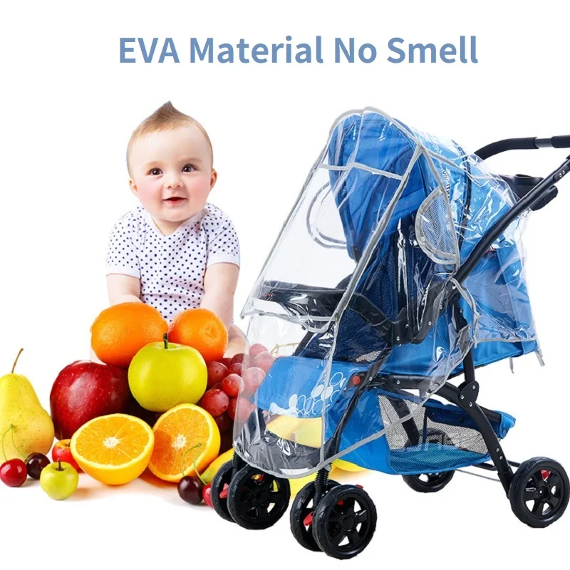 Capa de chuva universal para carrinho de bebê, proteção contra poeira e vento, transparente, à prova d'água, respirável, guarda-chuva, acessórios de capa de chuva