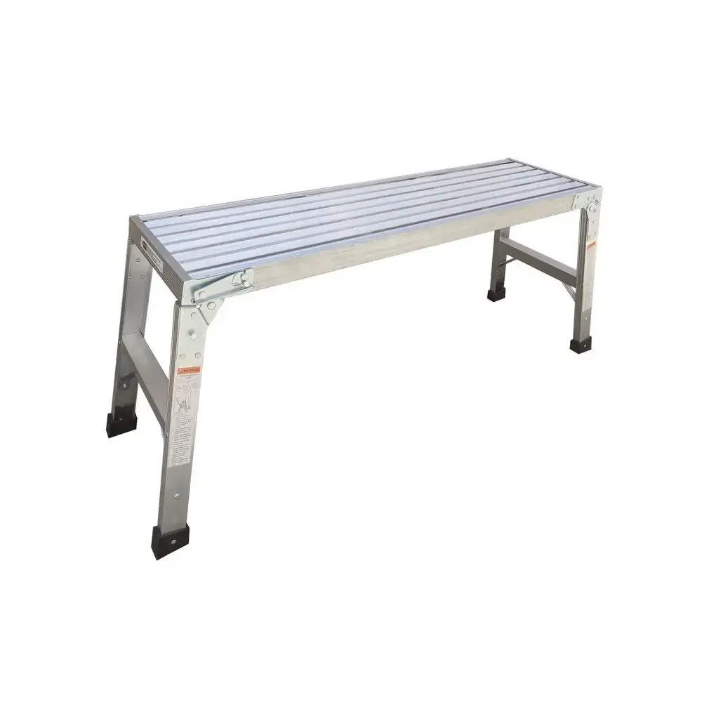 Aluminum Work Platform Ladder Bench 330lbs Load Capacity Foldable Portable Heavy Duty Outdoor Indoor Use Easy Assemble High