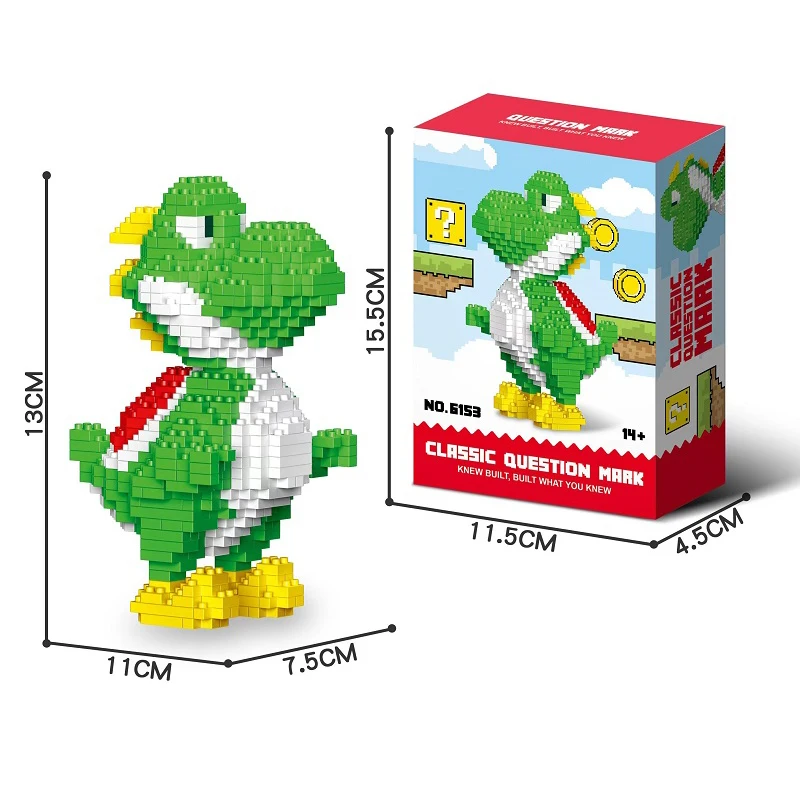 อะนิเมะ Mario Building Blocks ตัวเลข Luigi Yoshi การ์ตูนอนุภาคขนาดเล็กประกอบบล็อกตุ๊กตาของเล่นเด็กของขวัญ