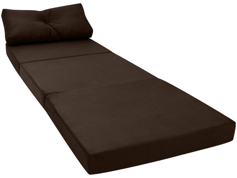 Puff Multiuso Solteiro Quadrado Dobrável Marrom 