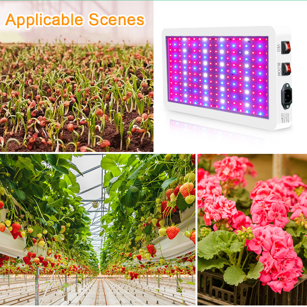 1000 W LED-Wachstumslicht für Zimmerpflanzen, 216 LED-Vollspektrum, Gemüse und Blüte, Doppelschalter, IP65, wasserdicht, hängende Pflanzenwachstumslampe