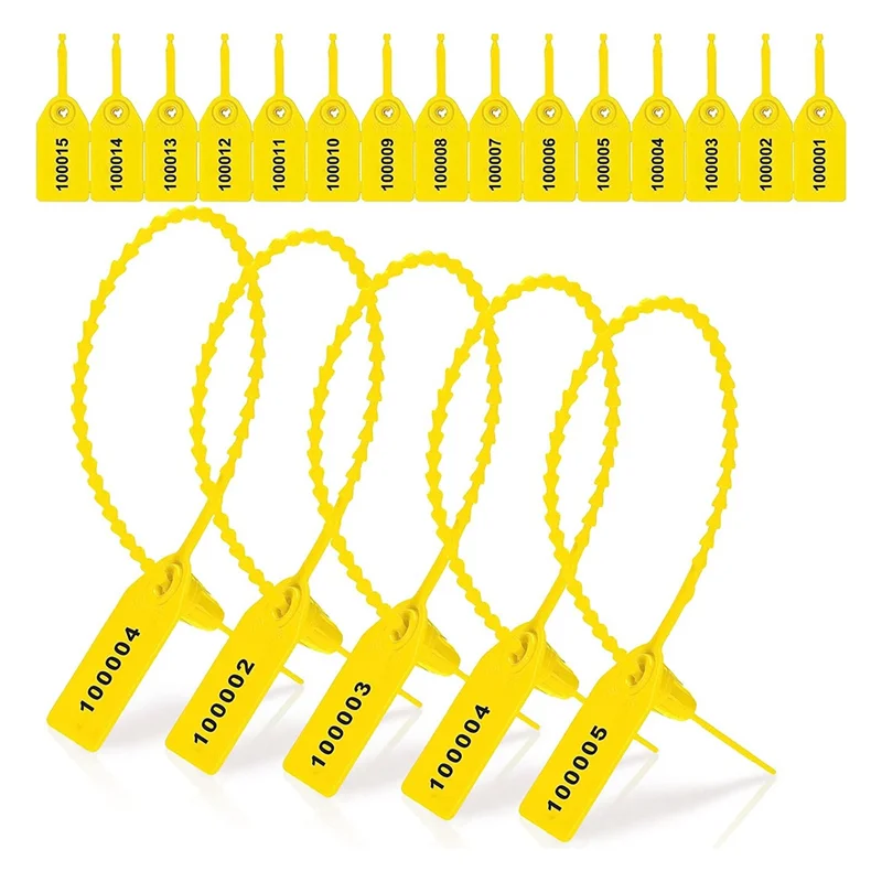 N82R 1000 Uds sellos de plástico para extintor de incendios etiquetas de seguridad sellos de seguridad etiquetas de bridas con cremallera numeradas (amarillo)