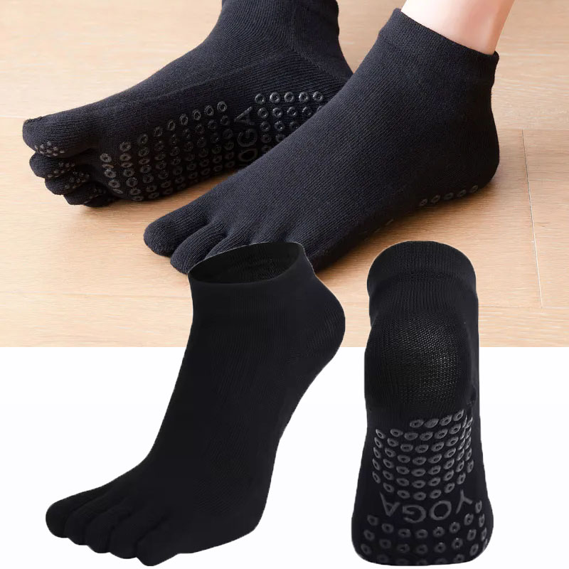 Damen Pilates Socken Rutschfeste Silikon Fünf Finger Yoga Socken Schnell trocknende Baumwolle Damen Ballett Elastische Fitness Socken