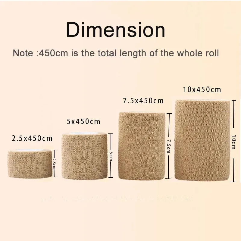 Vendaje adhesivo médico, cinta autoadhesiva deportiva elástica y transpirable, cinta para dedo envolvente Beige para muñeca y tobillo, 1/10 rollos