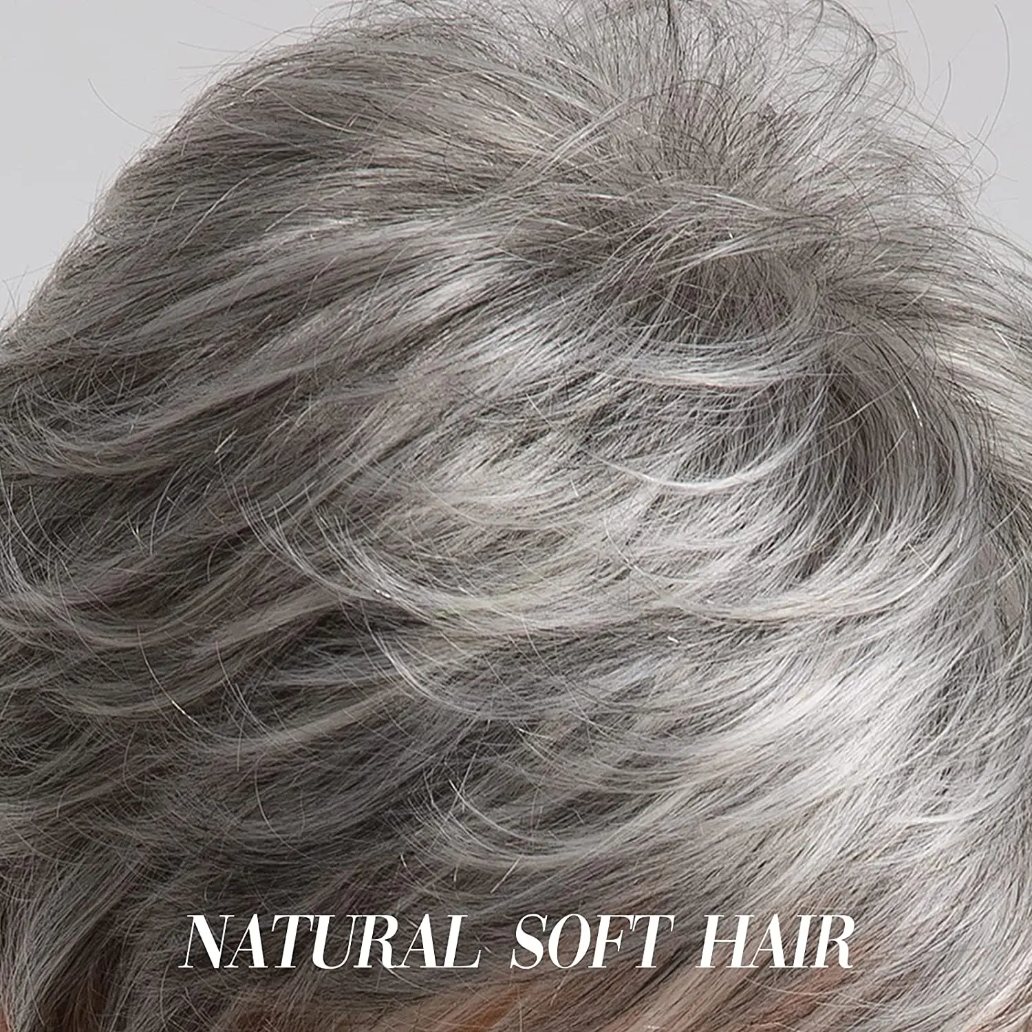 HAIRCUBE Ngắn Xám Tóc Tóc Giả Với Nổ Bạc Tro Pixie Tóc Giả Dành Cho Nữ Tổng Hợp Bộ Tóc Giả Hỗn Hợp Với Tóc Của Con Người Cao nhiệt Độ