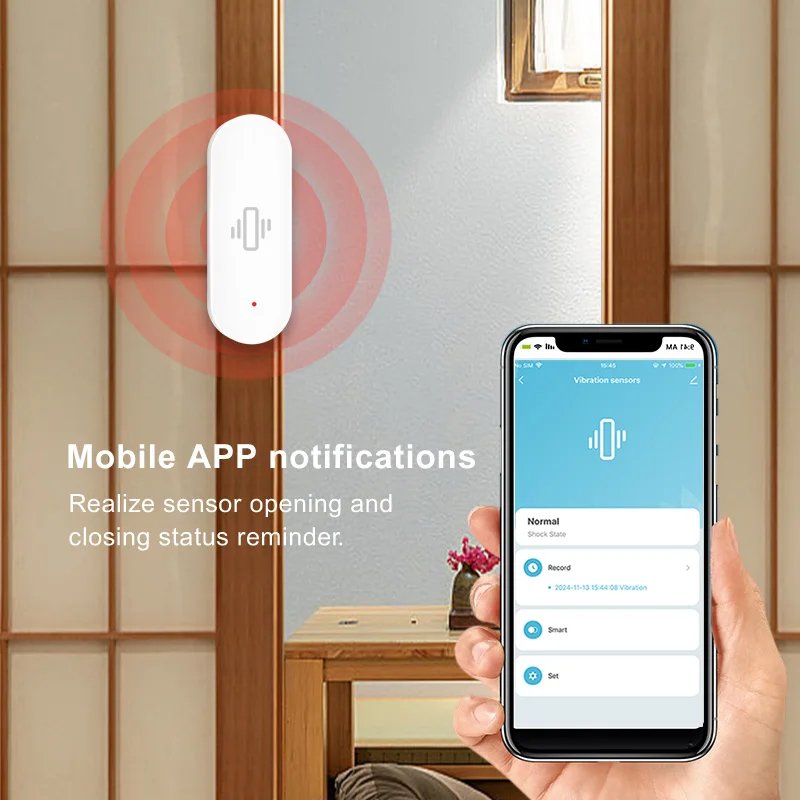 Tuya Smart Home WiFi Trillingssensor Detectie Smart Life APP Melding Real-Time Motion Shock Alarm Geschiedenis Recordbeveiliging
