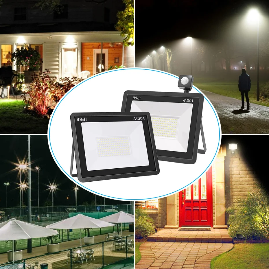 Đèn Pha LED Cảm Biến Chuyển Động Cảm Biến 220V 10W 20W 30W 50W 100W 150W Phản Quang siêu Sáng Chống Nước Chống Thấm Nước IP66 Ngoài Trời Cảm Ứng Ánh Sáng
