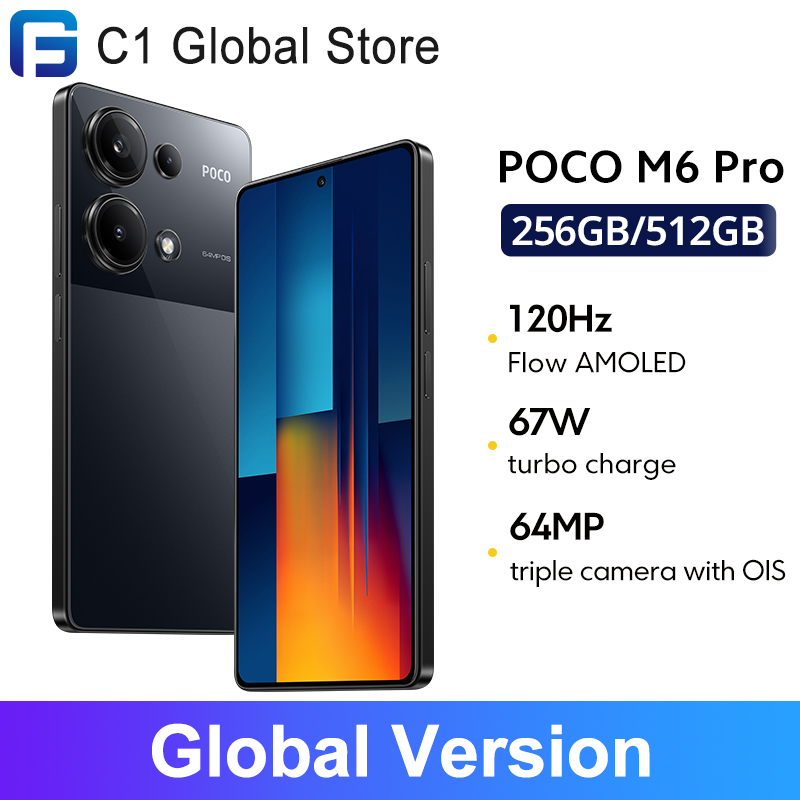 POCO M6 Pro 4G Global Version Smartphone Helio G99 Ultra 120Hz Flow AMOLED 64MP Triple Camera with OIS 67W turbo charging