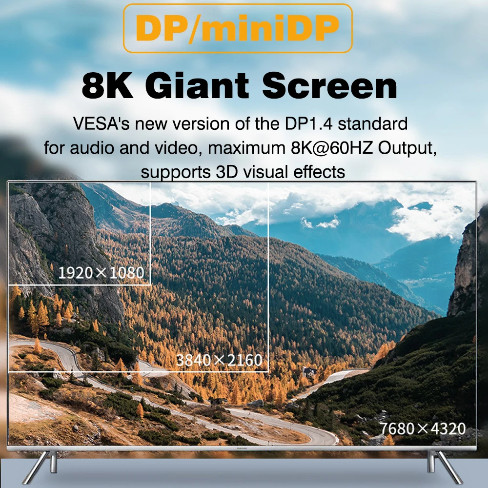 Adaptador USB tipo C a HDMI Compatible con 8K USB C a DP DisplayPort miniDP 4K VGA para ordenador portátil MacBook TV Box PS5 Switch iPad Galaxy