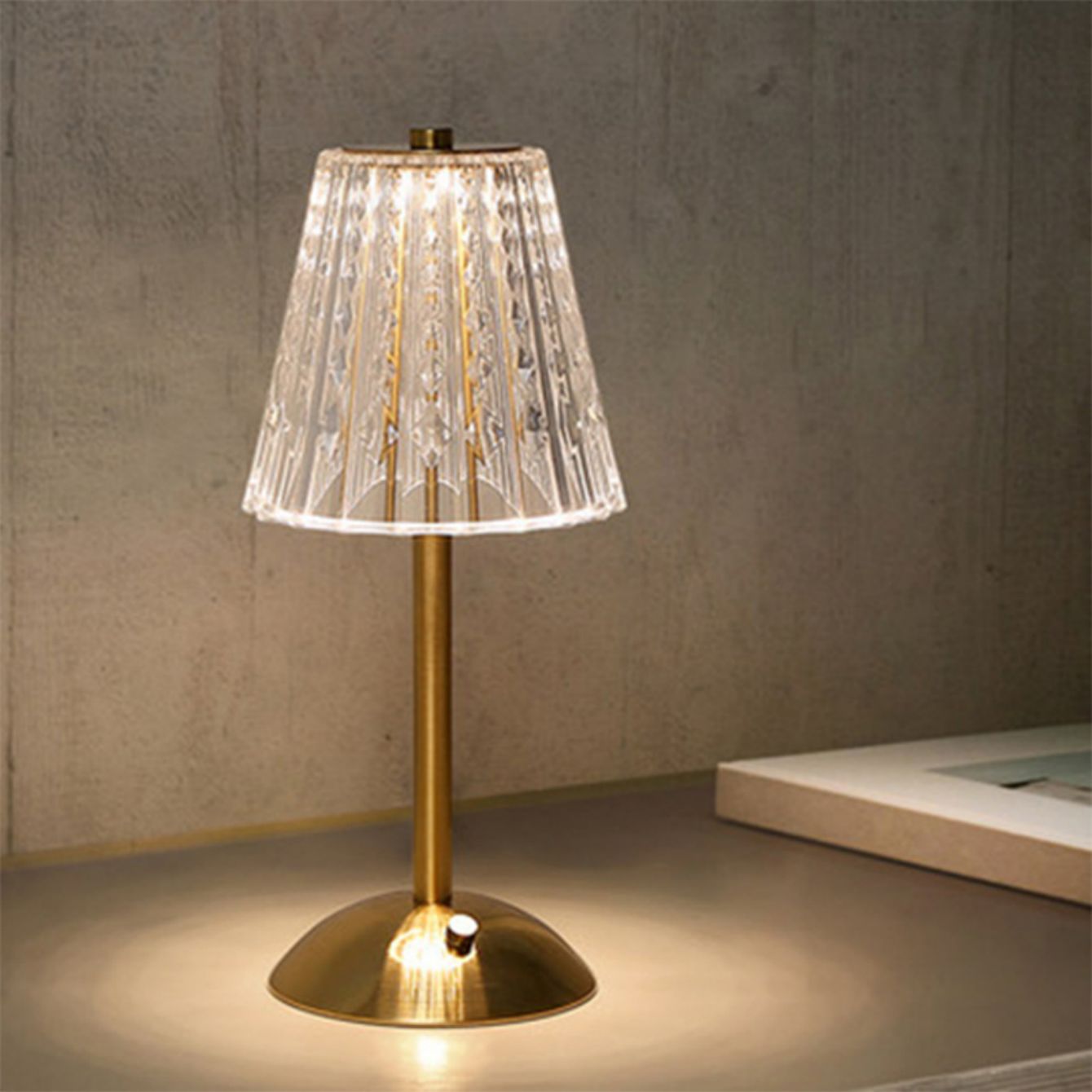 Luminária de mesa retrô de cristal, lâmpada de cabeceira para quarto, atmosfera luxuosa, recarregável, escurecimento, luz led