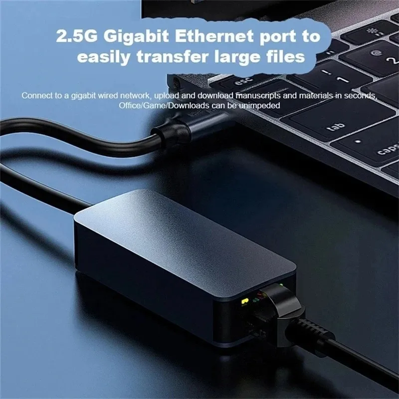 2500Mbps USB C tipo C Ethernet a RJ45 2,5G USB 3,0 adaptador con cable convertidor Lan Network Hub para Windows 7/8/10 MAC para PC portátil