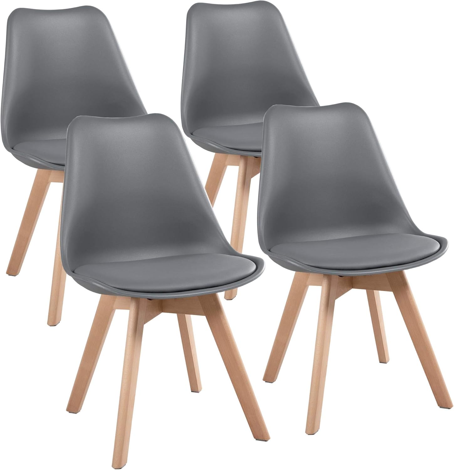 Dining Chairs Upholstered Side Chairs Durable Kitchen Chair with Beech Wooden Legs for Home Bedroom Cafe Dark Grey