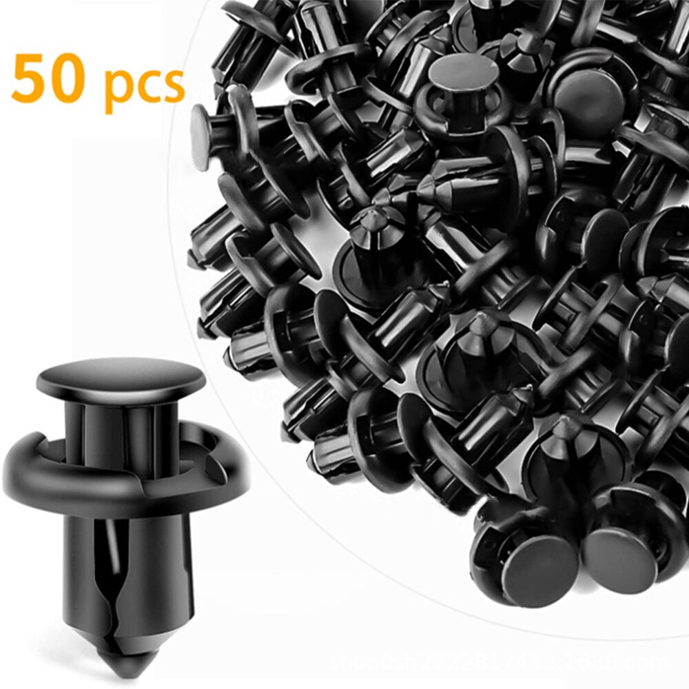 50 pçs abs plástico expansão rebite porca fivela clipe rebite prendedor preto peças de automóvel ferramenta reparo decoração acessórios do carro