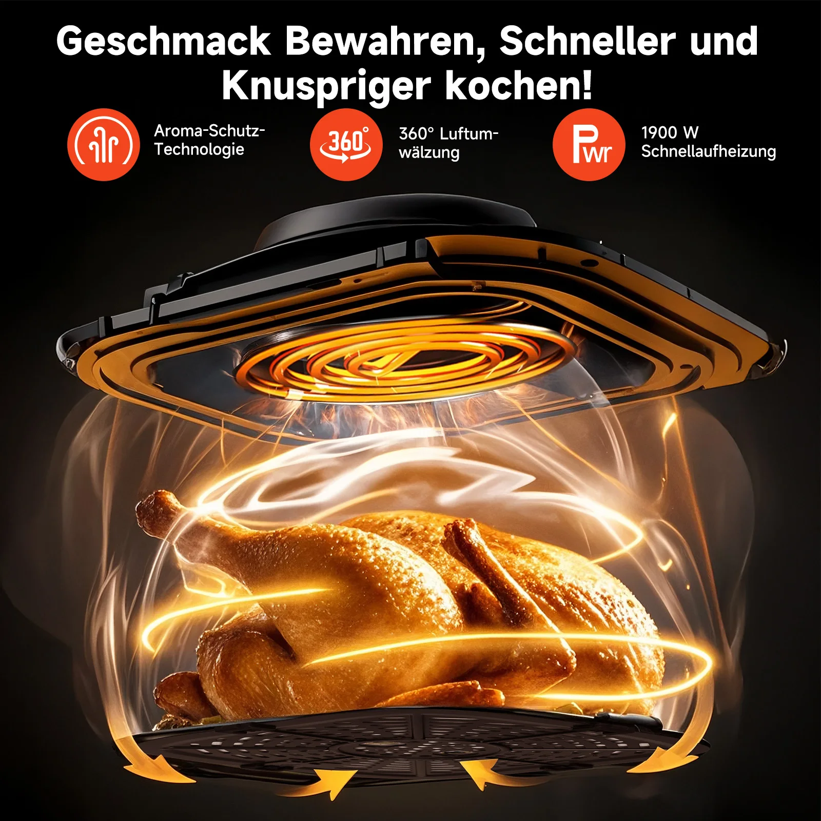 AIGOSTAR 7L 1900W Intelligente ölfreie Heißluftfritteuse WLAN-Verbindung. LED-Touchscreen, 7 voreingestellte Funktionen + warm halten und manueller Modus, BPA-frei