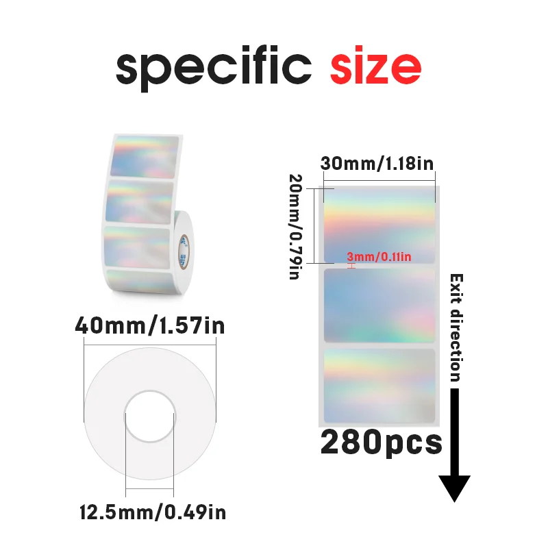 SINMARK Rainbow Laser Label PET Shining Waterproof Rectangle Sticker Various Size Gift Wrap Envelopes Packaging Use for SK20