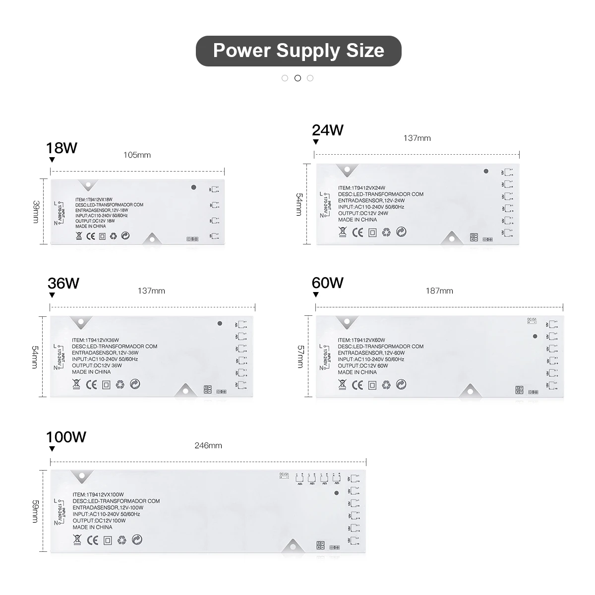 LED Lighting Transformer DC12V 2A 3A 5A 8A Power Supply Adapter Dupont Port LED Strip Driver DIY Home Cabinet Closet Shelf Light