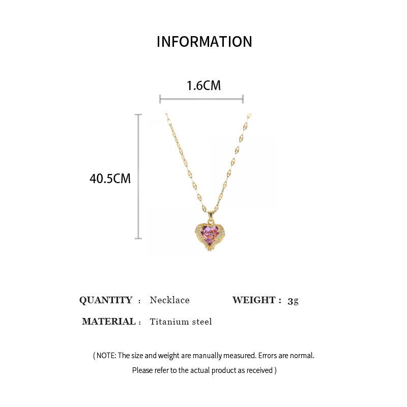 Lichte Luxe Hart Hanger Ketting Vrouwen Mode Temperament Strass Choker Ketting Titanium Stalen Ketting Ketting Sieraden