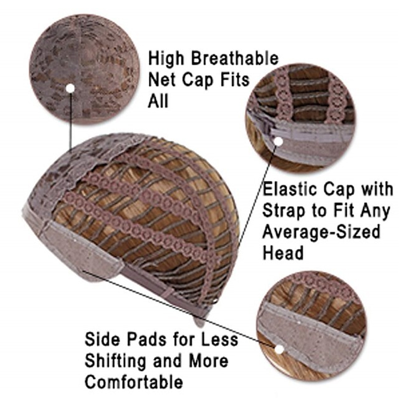 HAIRJOY Damen-Perücke aus Kunsthaar, kurz, lockig, mit Pony, schulterlang, braun, blond, grau, weiß