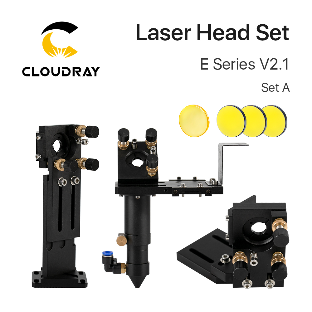 Cloudray Serie E: Juego de cabezales láser CO2 + 1 lente de enfoque + 3 espejos Si/Mo para piezas de máquina cortadora de grabador