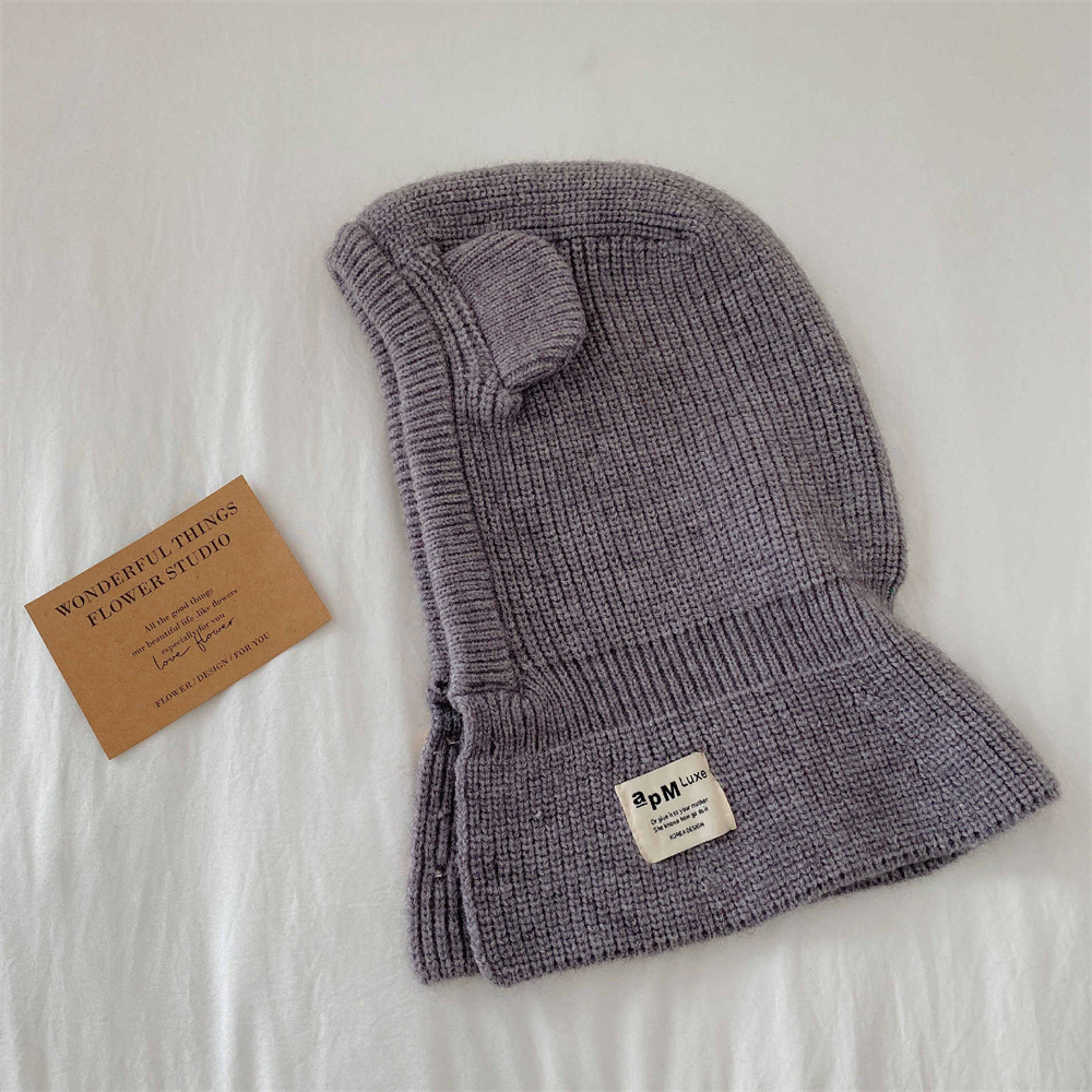 Schattige Beer Oor Kinderen Muts Sjaal Een Stuk Winter Warme Kinderen Beanie Cap Effen Kleur Gebreide Oorbeschermkapjes Bivakmuts