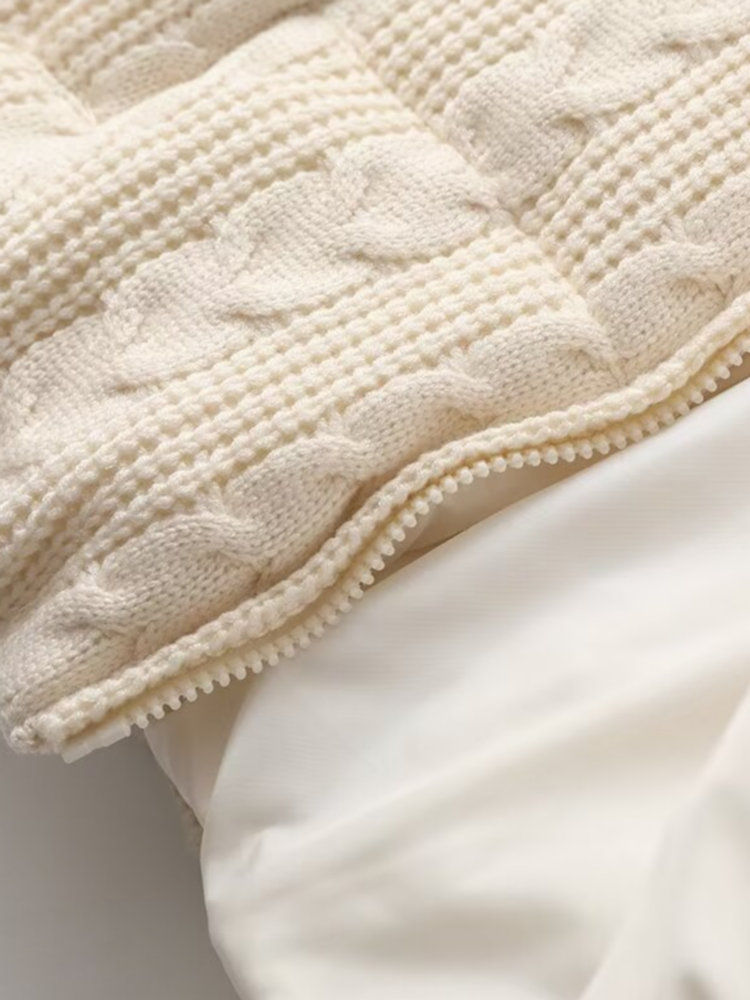 Dames Luxe Winter Brede taille Beige Wijnrood Gewatteerde jassen Dames Elegant Hoge kwaliteit Gebreid Dikker Warme jassen Parka's